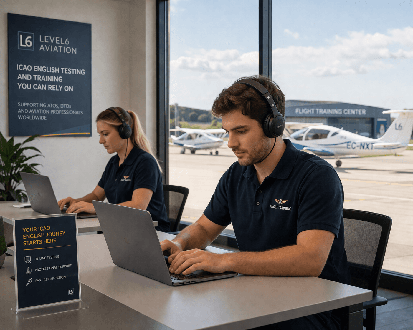 Instructori de aviație care folosesc serviciile online Level 6 Aviation