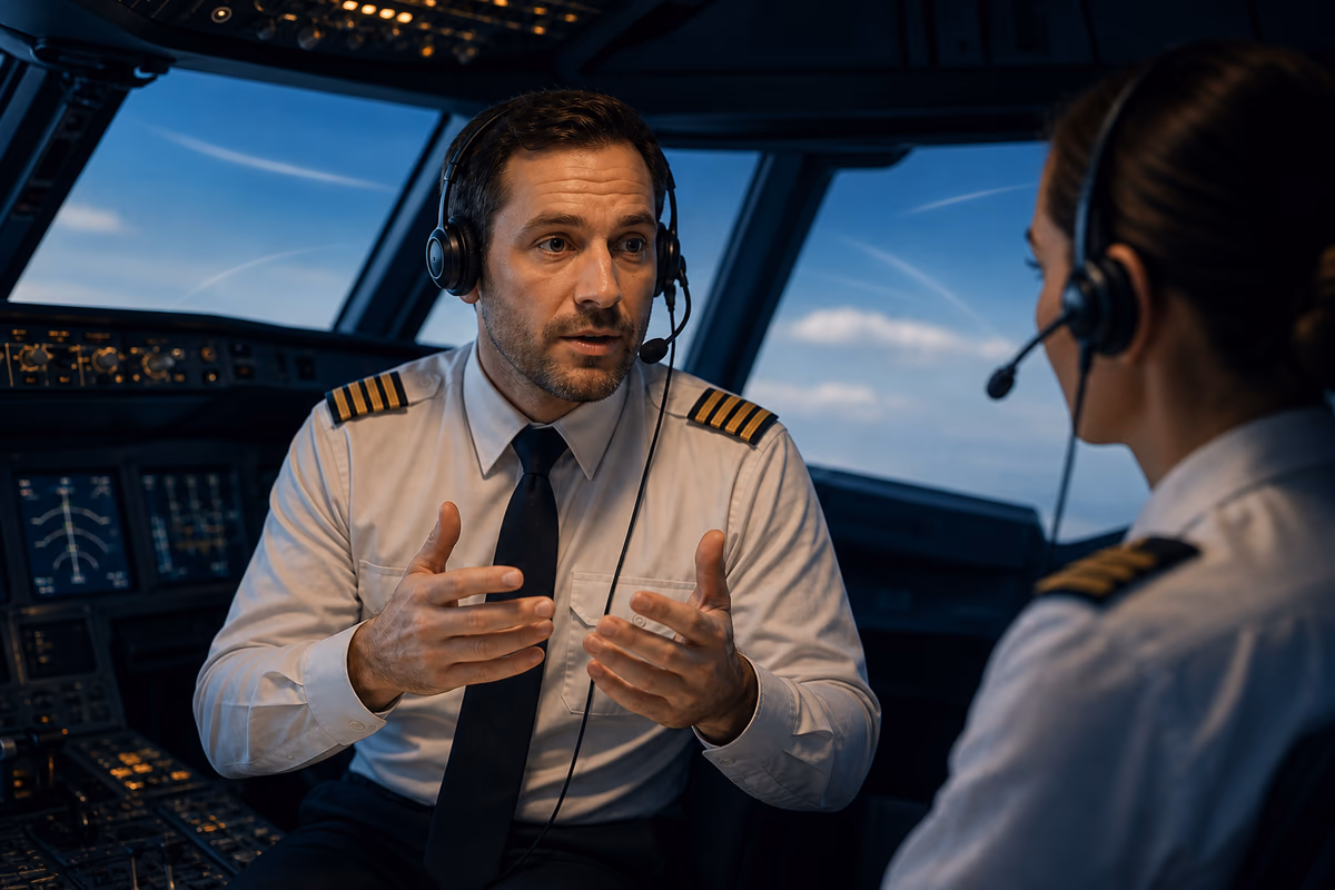 Pilota che dimostra una comunicazione operativa chiara di Livello 4 ICAO