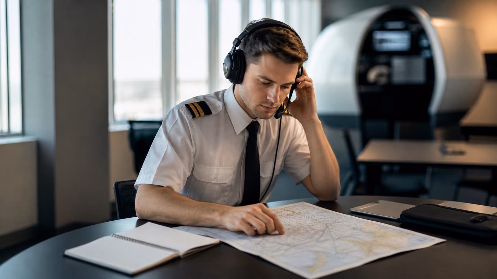 Pilotas savarankiškai praktikuoja aviacijos anglų kalbą